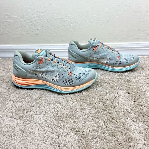 Nike Women’s Lunarglide+ 5 Running Shoes - Gray/Orange - Picture 2 of 6